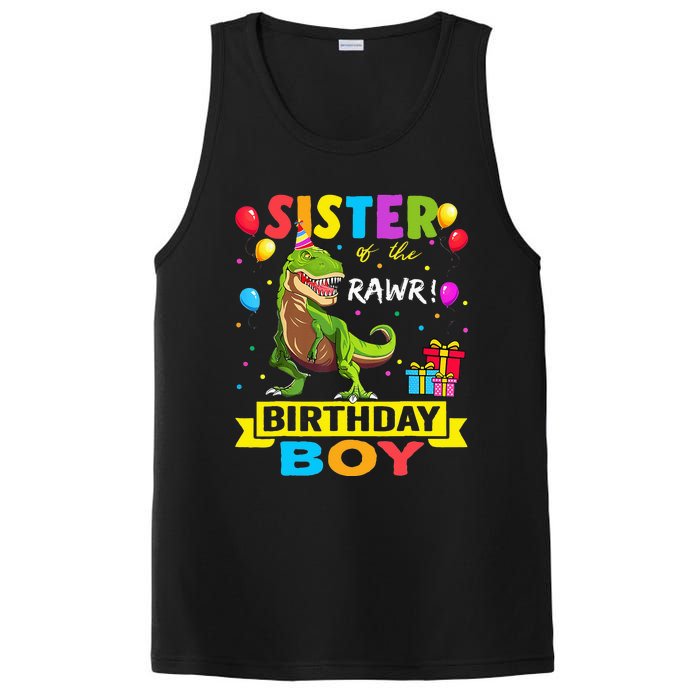 Sister of the Birthday TRex RAWR Dinosaur Birthday PosiCharge Competitor Tank