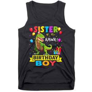 Sister of the Birthday TRex RAWR Dinosaur Birthday Tank Top