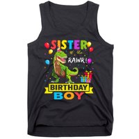 Sister of the Birthday TRex RAWR Dinosaur Birthday Tank Top