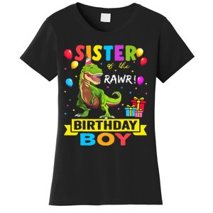 Sister of the Birthday TRex RAWR Dinosaur Birthday Women's T-Shirt