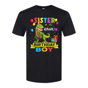 Sister of the Birthday TRex RAWR Dinosaur Birthday Softstyle CVC T-Shirt