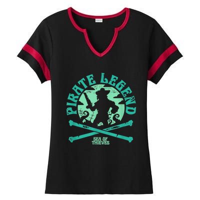 Sea Of Thieves Pirate Sunset Legend Crossed Bones Ladies Halftime Notch Neck Tee