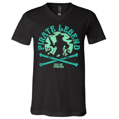 Sea Of Thieves Pirate Sunset Legend Crossed Bones V-Neck T-Shirt