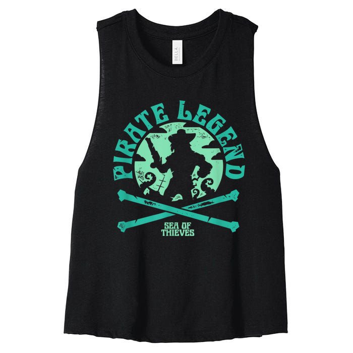 Sea Of Thieves Pirate Sunset Legend Crossed Bones Women's Racerback Cropped Tank