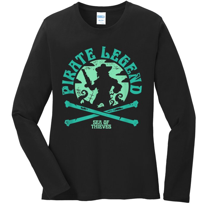 Sea Of Thieves Pirate Sunset Legend Crossed Bones Ladies Long Sleeve Shirt