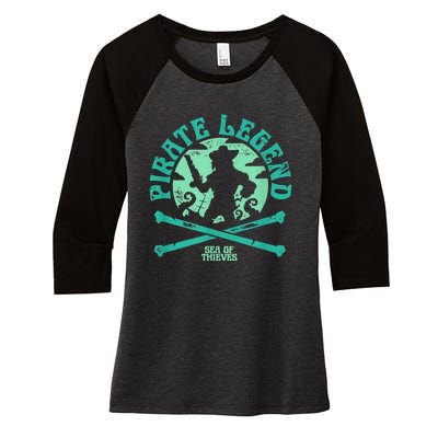 Sea Of Thieves Pirate Sunset Legend Crossed Bones Women's Tri-Blend 3/4-Sleeve Raglan Shirt