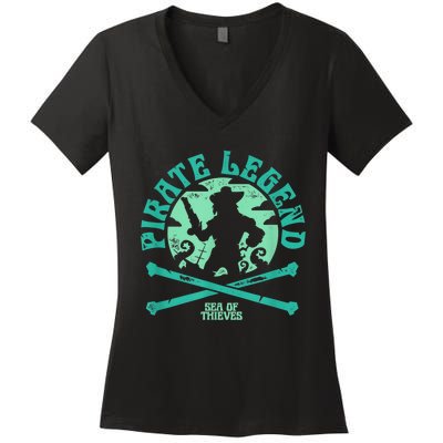 Sea Of Thieves Pirate Sunset Legend Crossed Bones Women's V-Neck T-Shirt