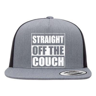 Straight Off The Couch Funny Football Offensive Lineman Flat Bill Trucker Hat