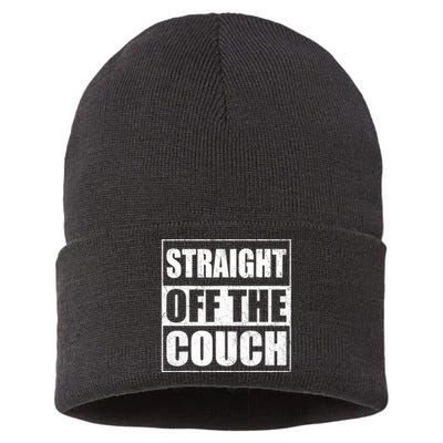 Straight Off The Couch Funny Football Offensive Lineman Sustainable Knit Beanie