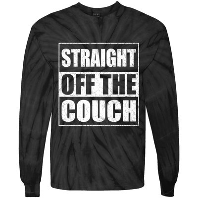 Straight Off The Couch Funny Football Offensive Lineman Tie-Dye Long Sleeve Shirt