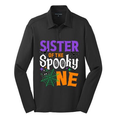 Sister Of The Spooky One Halloween 1st Birthday Silk Touch Performance Long Sleeve Polo