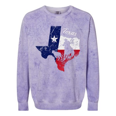 State Of Texas Flag Map Distressed Native Texan Tx Colorblast Crewneck Sweatshirt