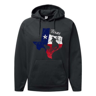 State Of Texas Flag Map Distressed Native Texan Tx Performance Fleece Hoodie