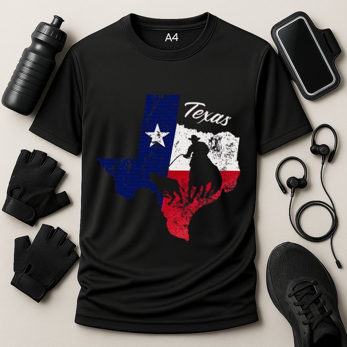State Of Texas Flag Map Distressed Native Texan Tx Performance Shirt