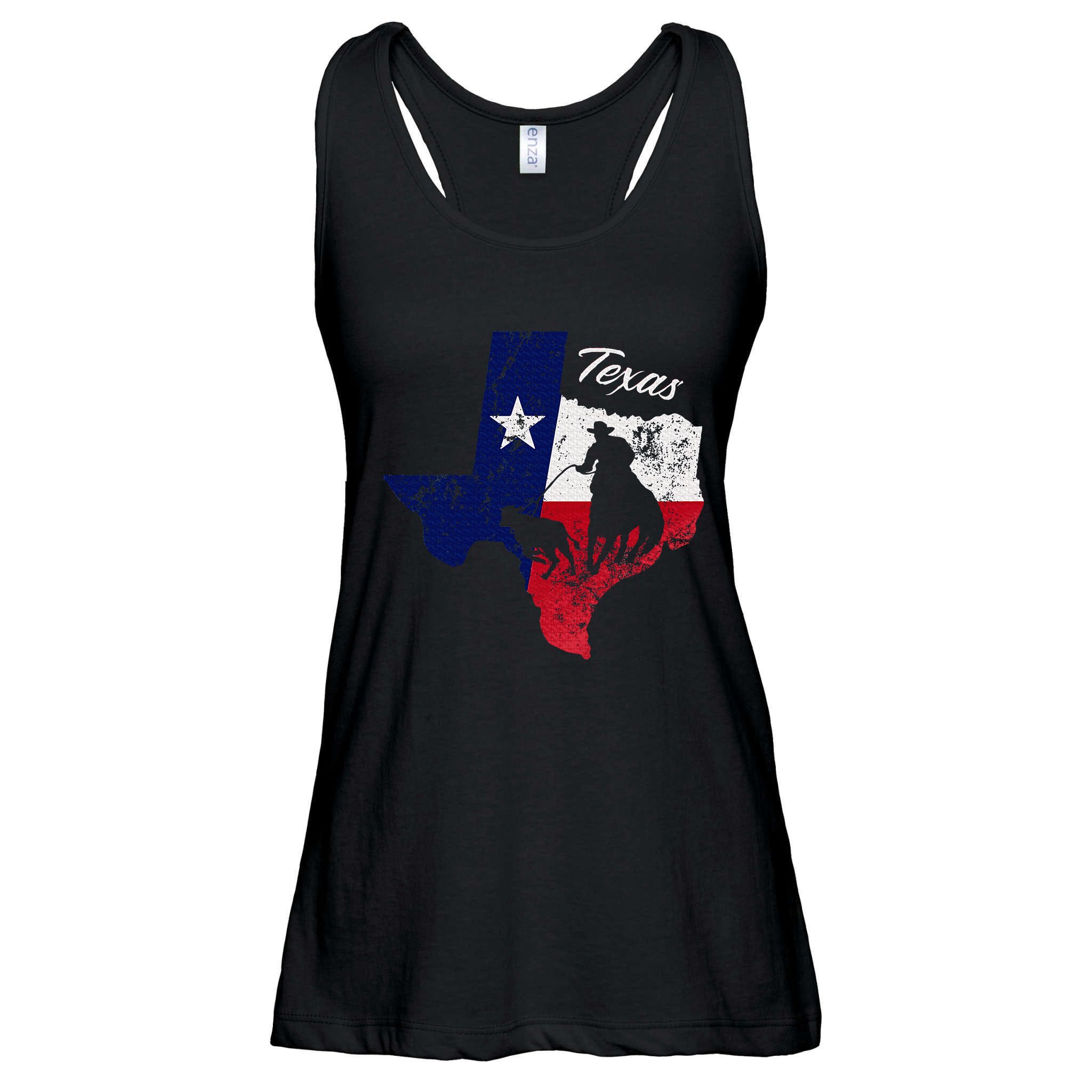 State Of Texas Flag Map Distressed Native Texan Tx Ladies Essential Flowy Tank