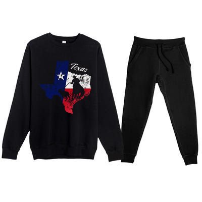 State Of Texas Flag Map Distressed Native Texan Tx Premium Crewneck Sweatsuit Set