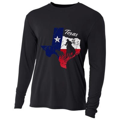 State Of Texas Flag Map Distressed Native Texan Tx Cooling Performance Long Sleeve Crew