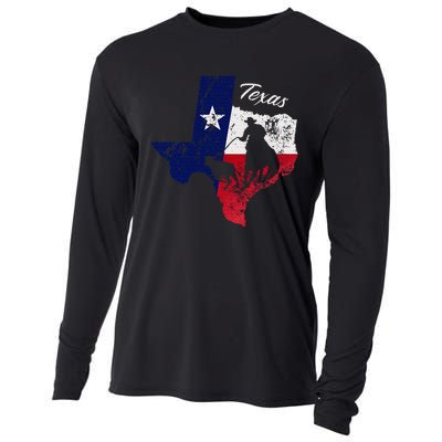 State Of Texas Flag Map Distressed Native Texan Tx Cooling Performance Long Sleeve Crew