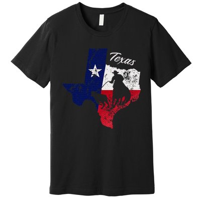 State Of Texas Flag Map Distressed Native Texan Tx Premium T-Shirt