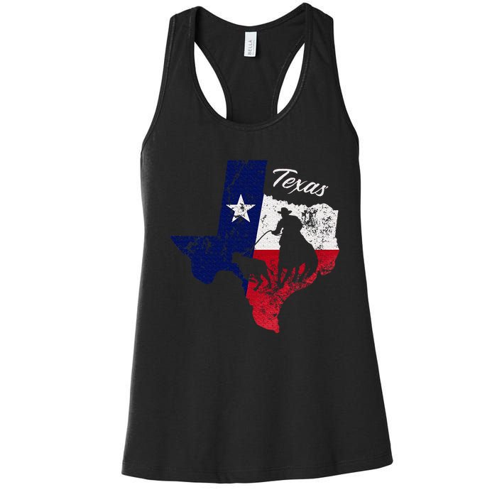 State Of Texas Flag Map Distressed Native Texan Tx Women's Racerback Tank