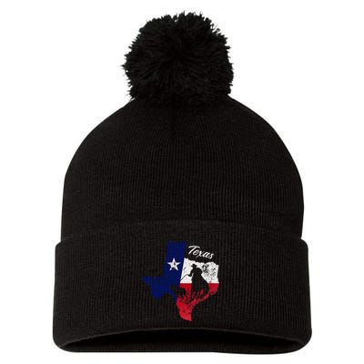 State Of Texas Flag Map Distressed Native Texan Tx Pom Pom 12in Knit Beanie