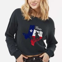 State Of Texas Flag Map Distressed Native Texan Tx Cropped Pullover Crew