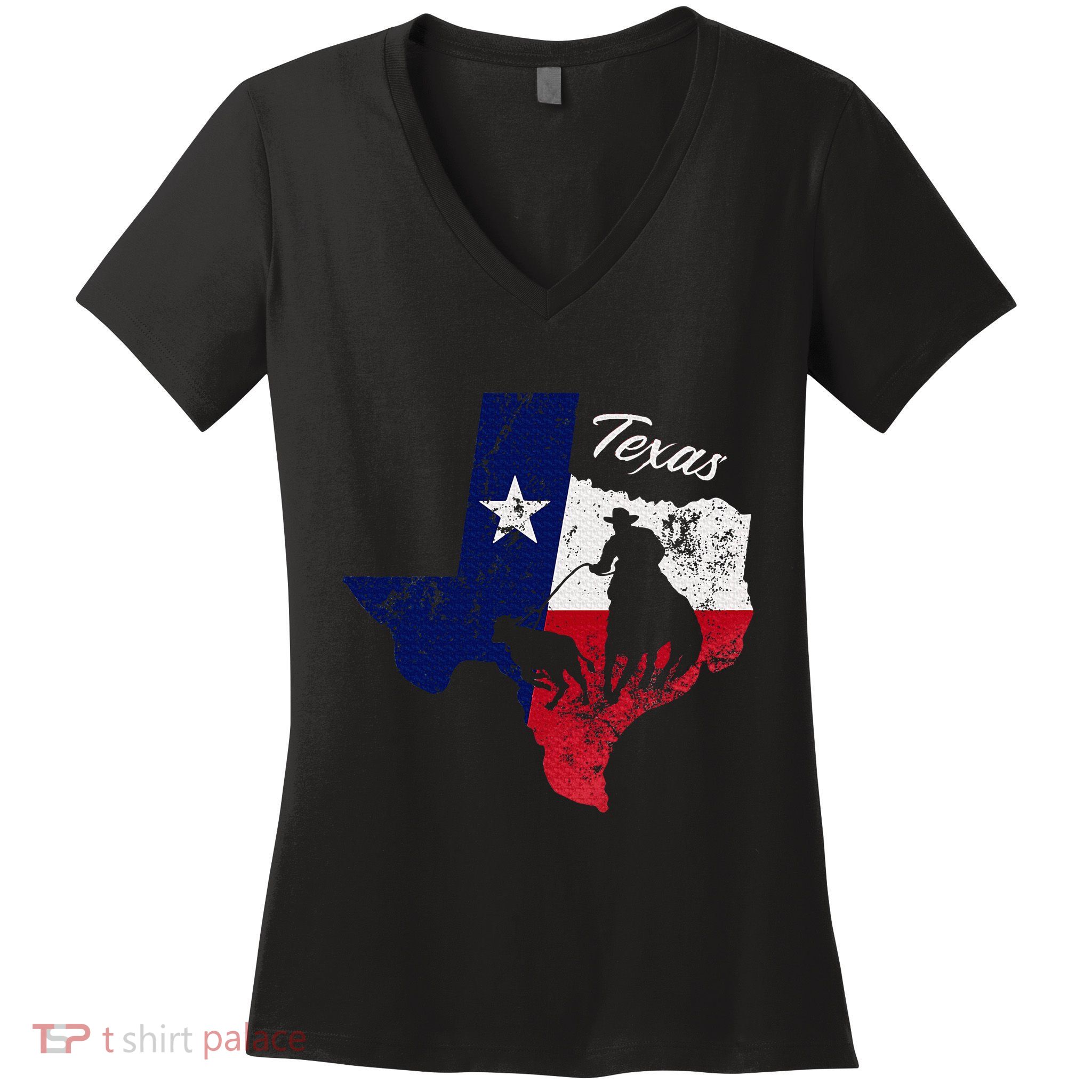 State Of Texas Flag Map Distressed Native Texan Tx Women's V-Neck T-Shirt
