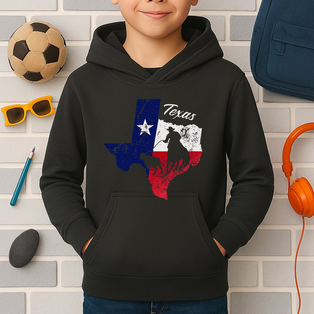 State Of Texas Flag Map Distressed Native Texan Tx Kids Hoodie