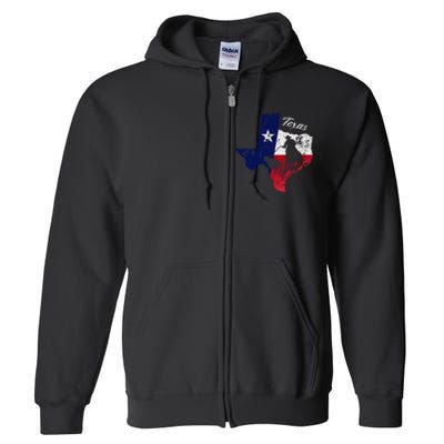 State Of Texas Flag Map Distressed Native Texan Tx Full Zip Hoodie