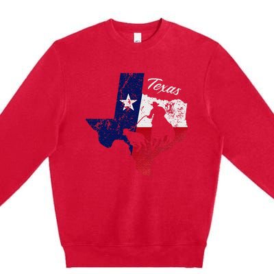 State Of Texas Flag Map Distressed Native Texan Tx Premium Crewneck Sweatshirt