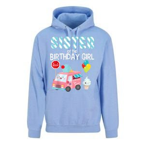 Sister Of The Birthday Girl Ice Cream Truck Bday Party Unisex Surf Hoodie