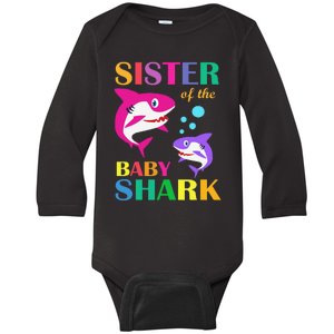 Sister Of The Baby Birthday Shark Sister Shark Mother's Day Baby Long Sleeve Bodysuit