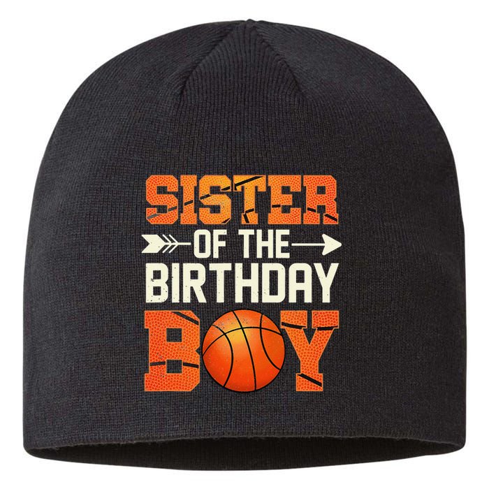 Sister Of The Birthday Basketball Mother Mom Funny Sustainable Beanie