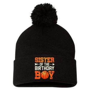 Sister Of The Birthday Basketball Mother Mom Funny Pom Pom 12in Knit Beanie