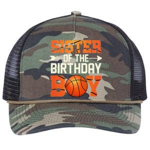 Sister Of The Birthday Basketball Mother Mom Funny Retro Rope Trucker Hat Cap