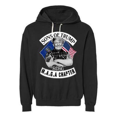 Sons Of Trump 2024 Biker Funny Garment-Dyed Fleece Hoodie