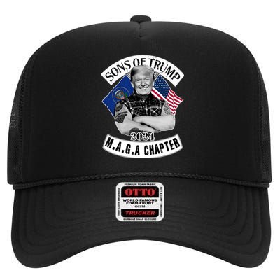 Sons Of Trump 2024 Biker Funny High Crown Mesh Back Trucker Hat