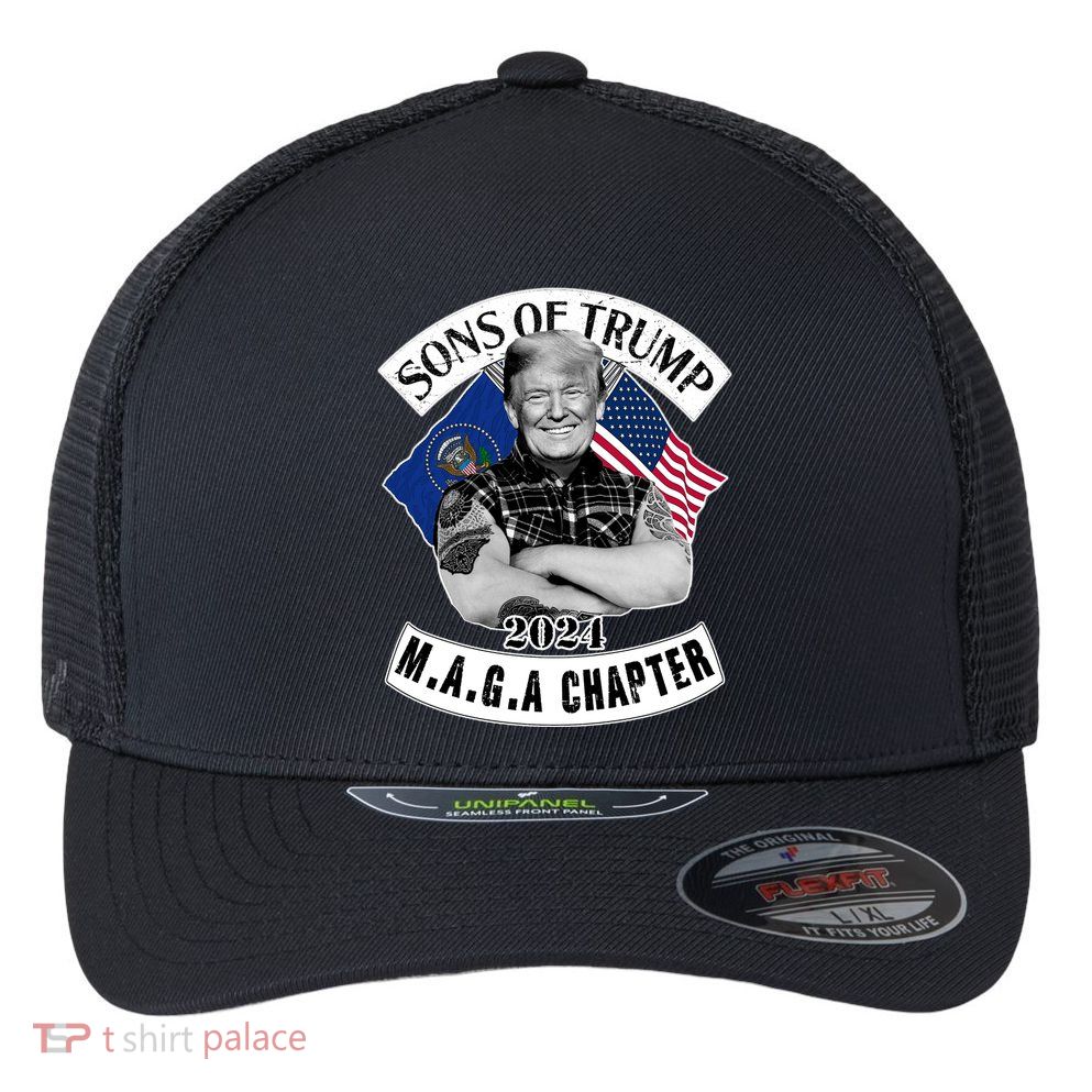 Sons Of Trump 2024 Biker Funny Flexfit Unipanel Trucker Cap