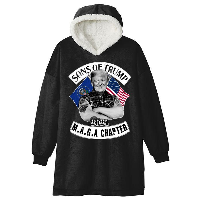 Sons Of Trump 2024 Biker Funny Hooded Wearable Blanket