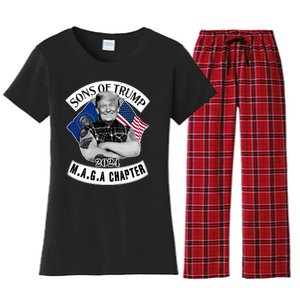 Sons Of Trump 2024 Biker Funny Women's Flannel Pajama Set