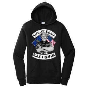 Sons Of Trump 2024 Biker Funny Women's Pullover Hoodie