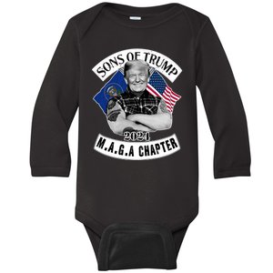 Sons Of Trump 2024 Biker Funny Baby Long Sleeve Bodysuit