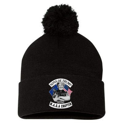 Sons Of Trump 2024 Biker Funny Pom Pom 12in Knit Beanie