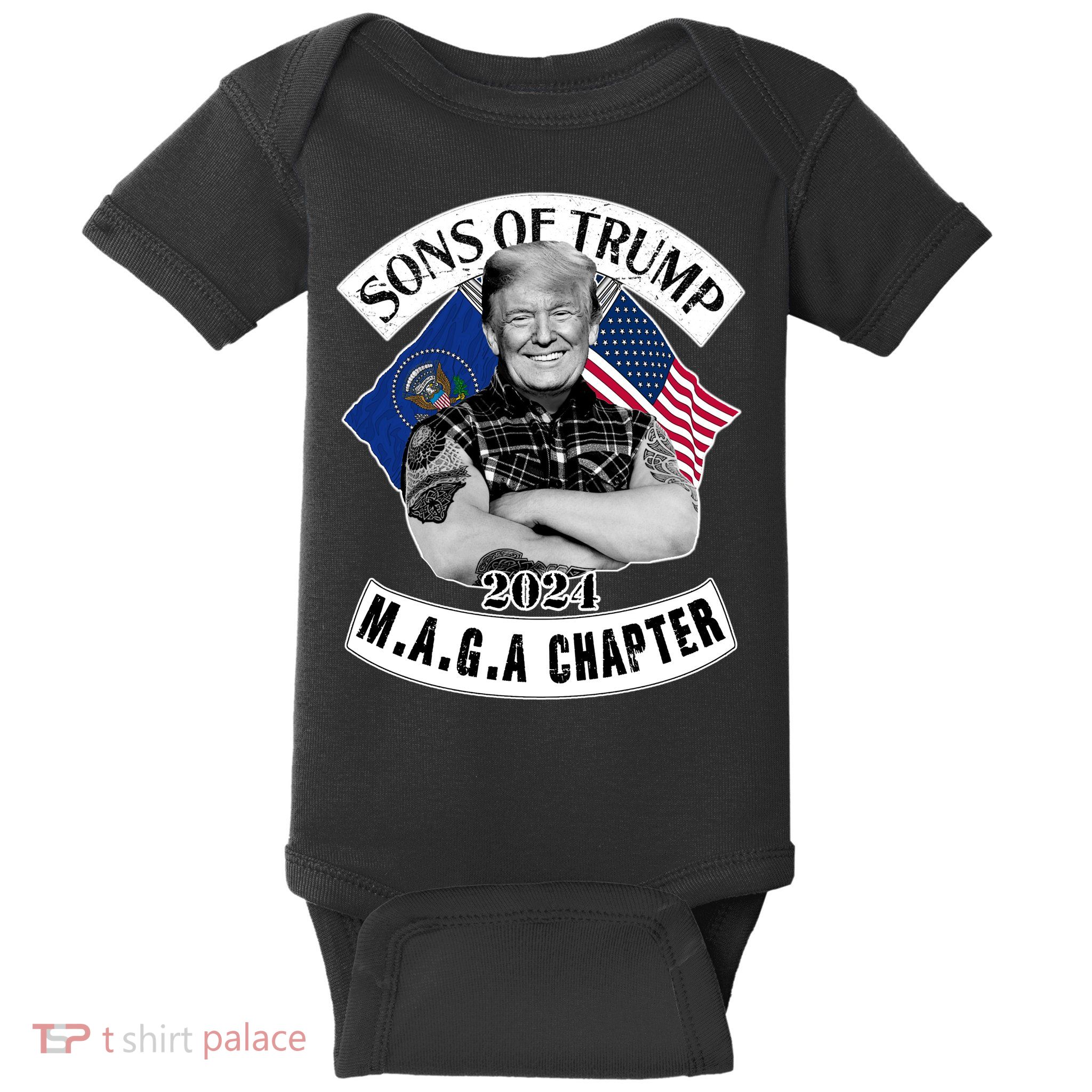 Sons Of Trump 2024 Biker Funny Baby Bodysuit