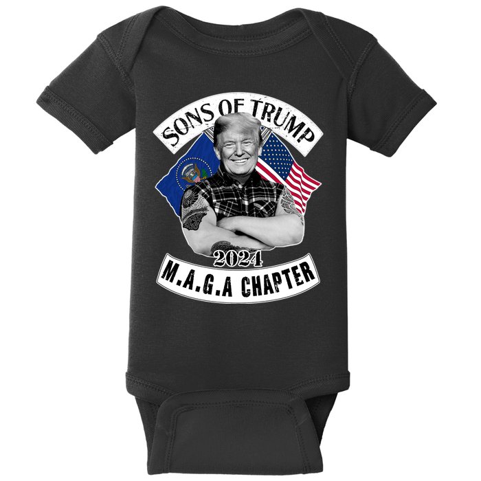 Sons Of Trump 2024 Biker Funny Baby Bodysuit