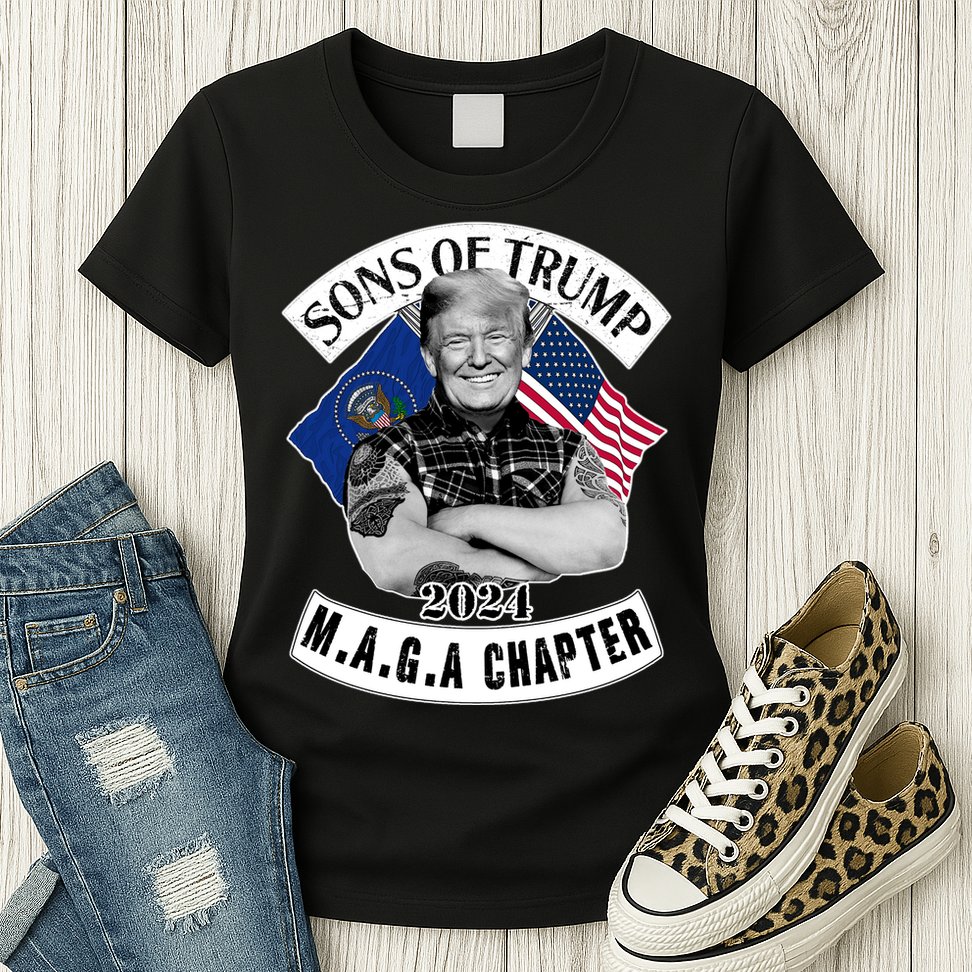Sons Of Trump 2024 Biker Funny Womens T-Shirt