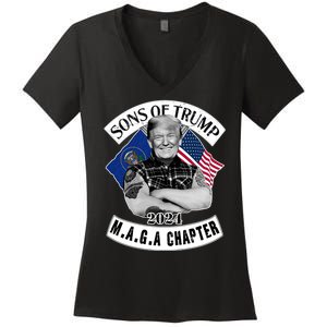 Sons Of Trump 2024 Biker Funny Women's V-Neck T-Shirt