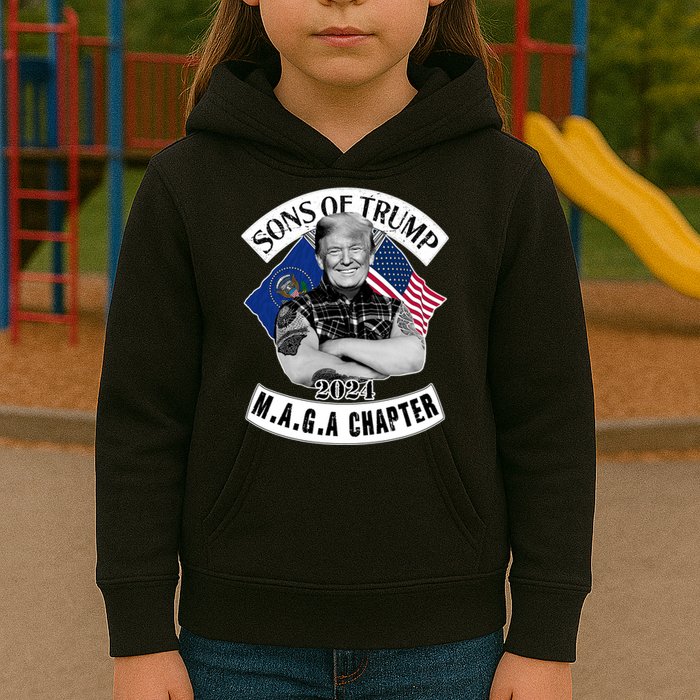 Sons Of Trump 2024 Biker Funny Kids Hoodie
