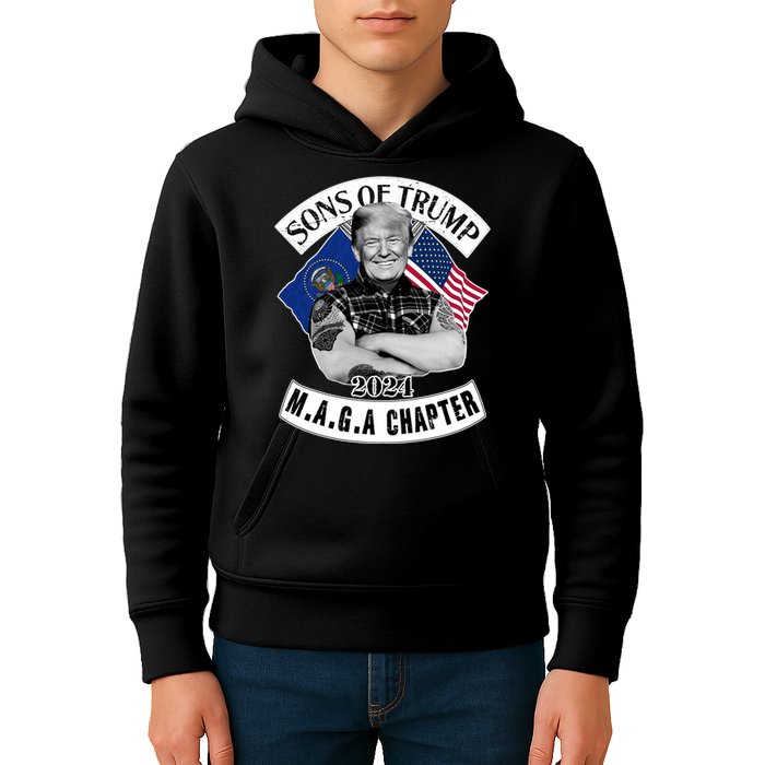 Sons Of Trump 2024 Biker Funny Kids Hoodie