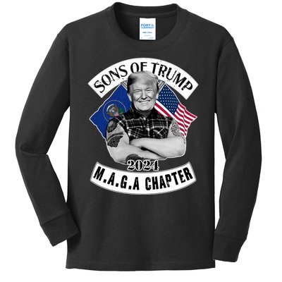 Sons Of Trump 2024 Biker Funny Kids Long Sleeve Shirt